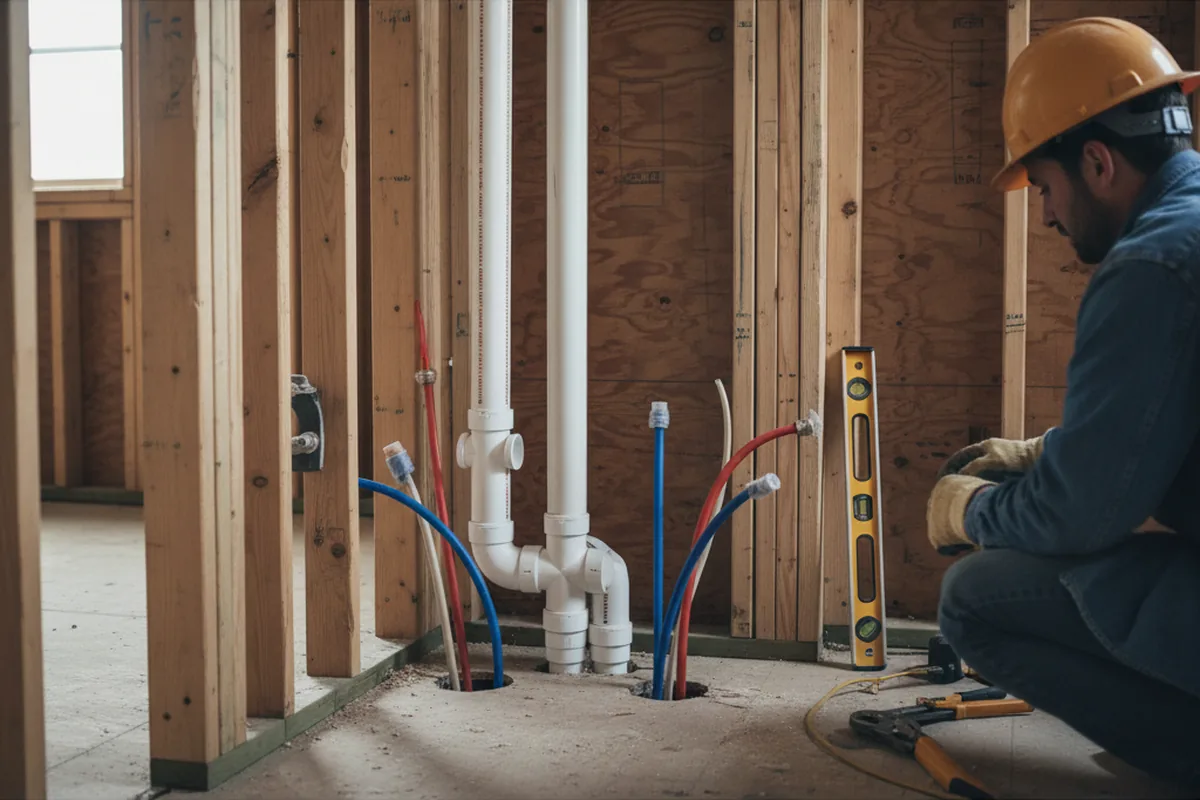 Drain and supply rough-in during Leak Detection in East Bridgewater